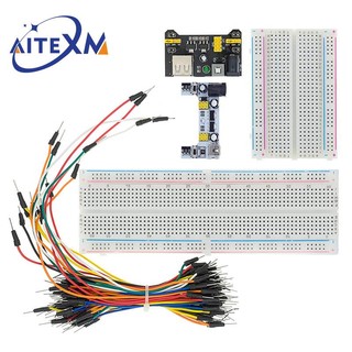 Mb-102 mb102 breadboard 400 830 point 65 jumper wires solderless pcb bread board test develop diy for arduino power module