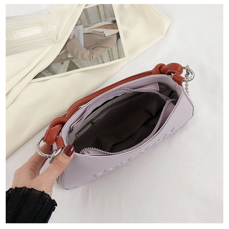 Túi Xách Kẹp Nách Hình Vuông Nhỏ In Chữ Phối Màu Tương Phản Thời Trang Cho Nữ