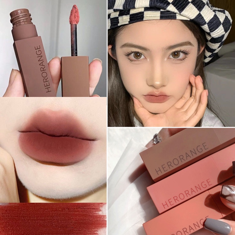 Son môi Herorange màu nhung lì mềm mại chống thấm nước lâu trôi nội địa trung