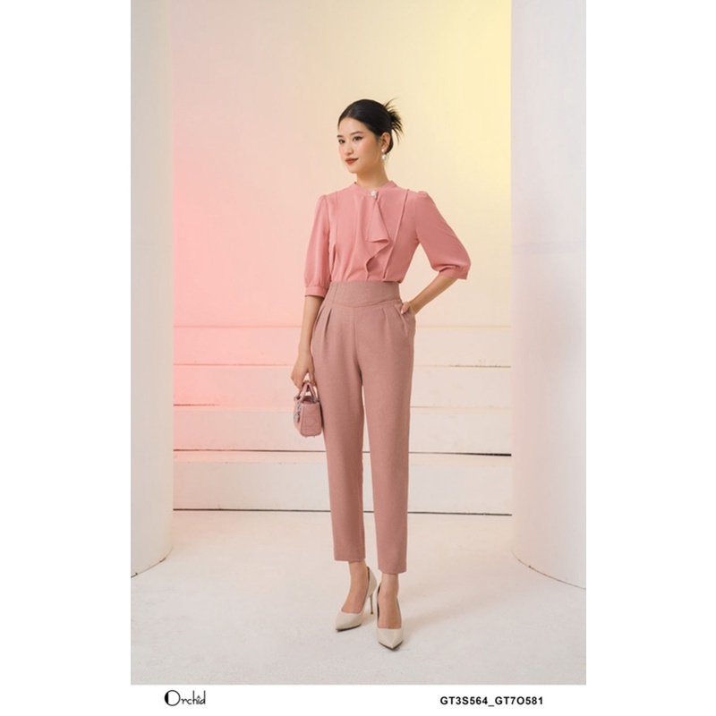 Quần công công sở cạp cao dáng baggy - Chất liệu Twill Silk cao cấp Orchid GT7O581