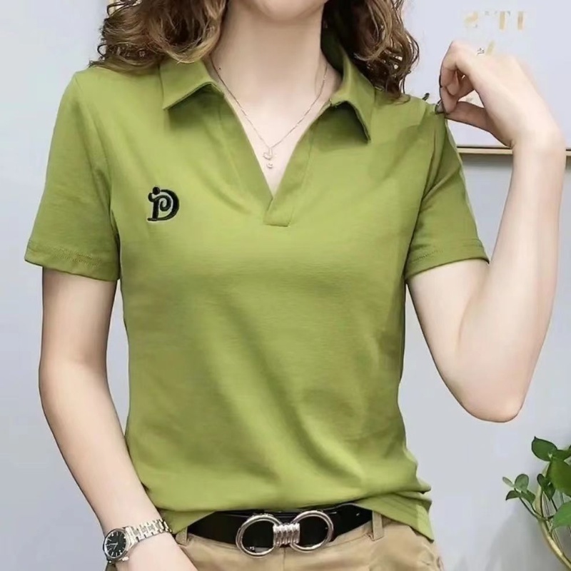 Áo polo Tay Ngắn Cổ Chữ V Thời Trang Mùa Hè Hàng Mới Dành Cho Bạn Nữ