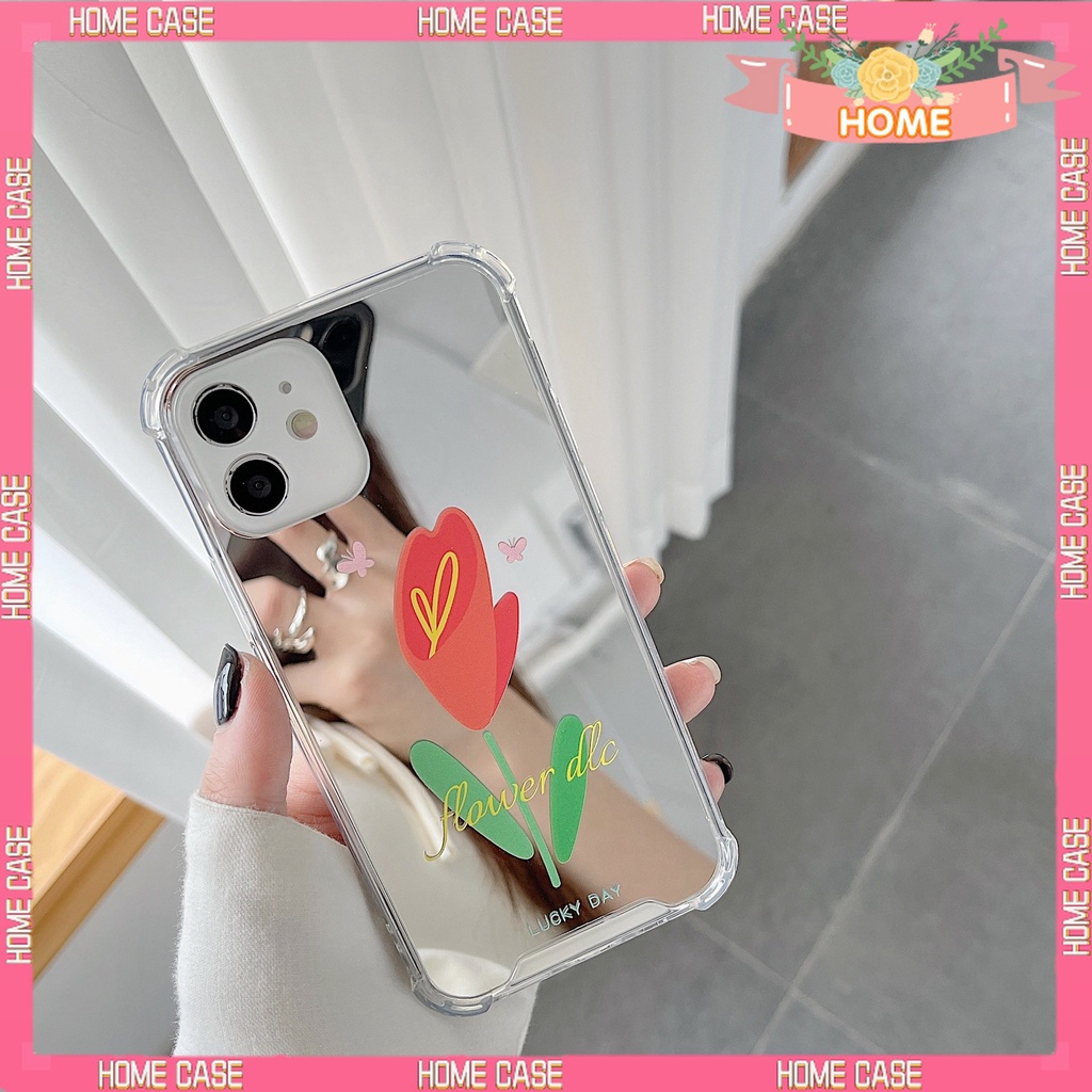 Ốp Điện Thoại Kèm Gương Hình Bông Hoa Cho iphone6 / 6splus / 7 / 7plus / 8 / 8plus / x / xs / 11 / 12 / 13 / 14 / pro / max / plus / promax-HM
