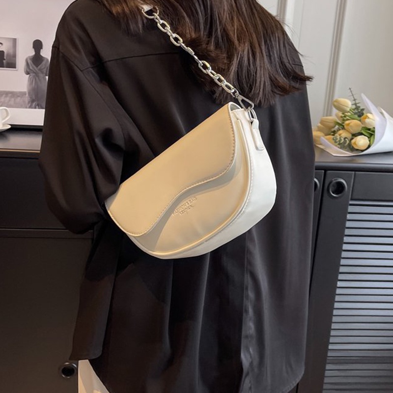 Ielgy Túi Xách Yên Ngựa Màu Trơn Kết Cấu Đơn Giản Kiểu Pháp niche Cho Nữ