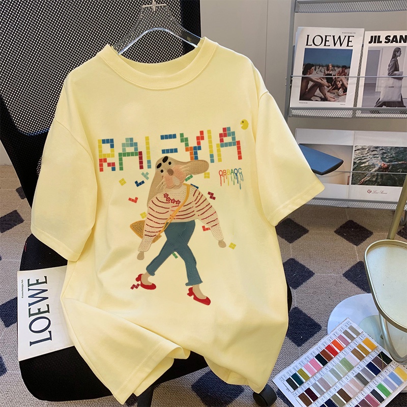 NRVP Áo Thun 100% Cotton Ngắn Tay Form Rộng Phong Cách Hàn Quốc Dành Cho Nữ