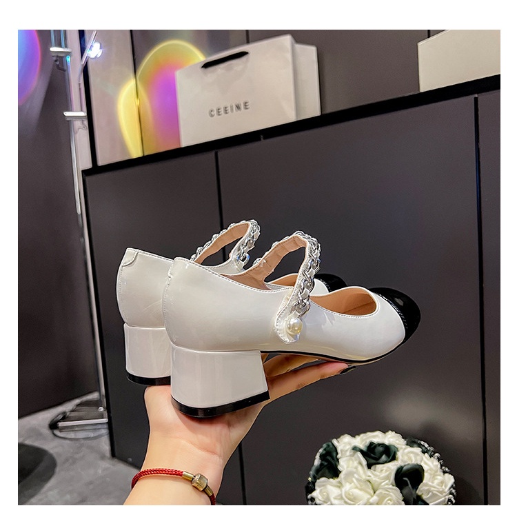 Giày da Đế Thấp Thời Trang retro mùa hè dành cho nữ giày cao gót đế vuông guốc cao gót sandal nữ