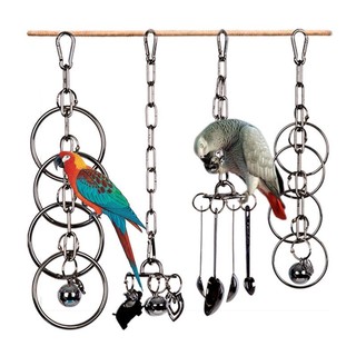 Stainless steel bird cage toy 304 medium/large gray with support for parrot vvz0 VUT8