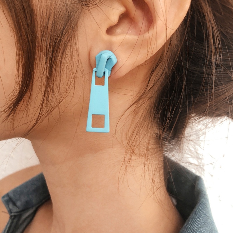 Bông Tai Dáng Dài Hình Khóa Kéo Độc Đáo Thời Trang