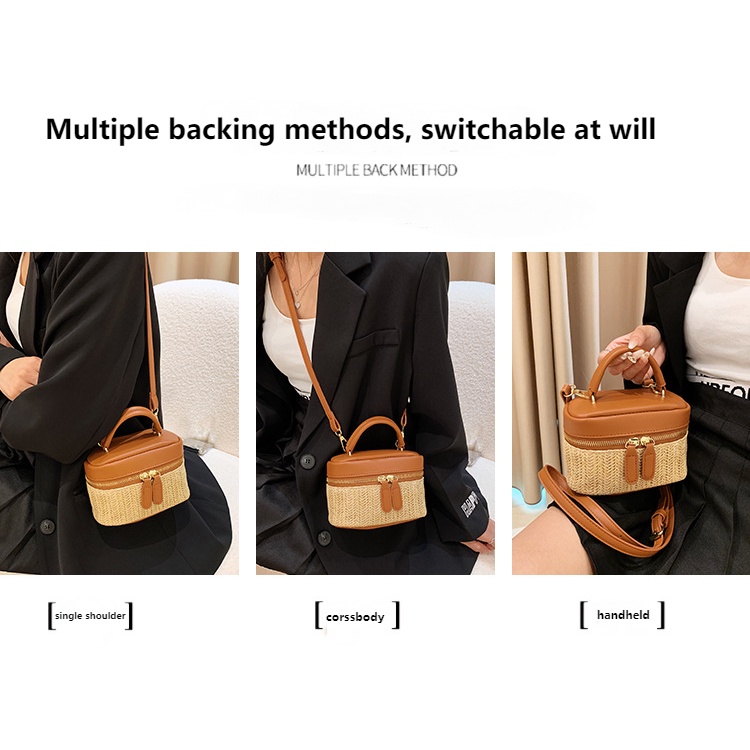 Túi Xách Cói Có Khóa Kéo Đựng Son Môi Màu Sắc Thời Trang Mới Cho Nữ