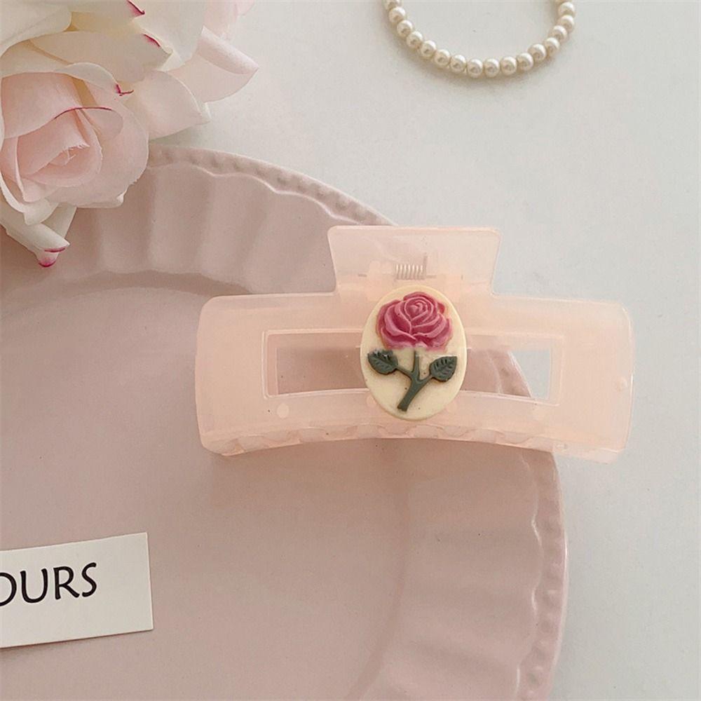 Kẹp Tóc Càng Cua Hình Hoa Hồng Đơn Giản Ngọt Ngào Phong Cách Retro