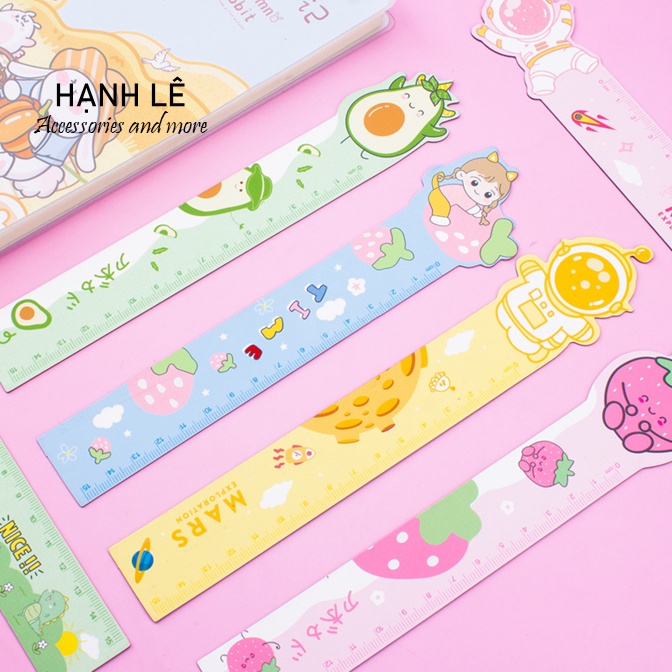 Thước kẻ hoạt hình 15cm nhựa dẻo carbon
