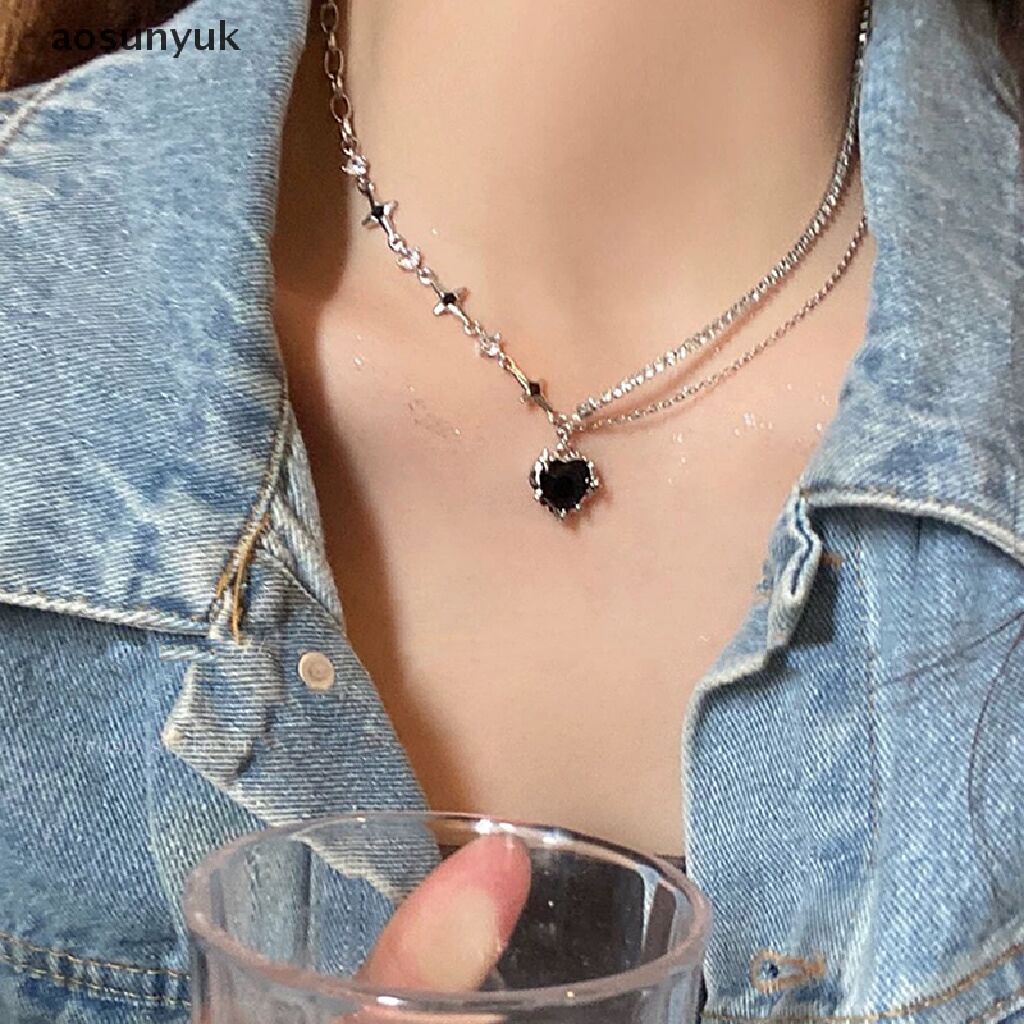 Aosunyuk Vòng cổ Choker Mặt Hình Giọt Nước Pha Lê Trái Tim Giọt Nước Mát Mẻ Thời Trang Ngọt Ngào
