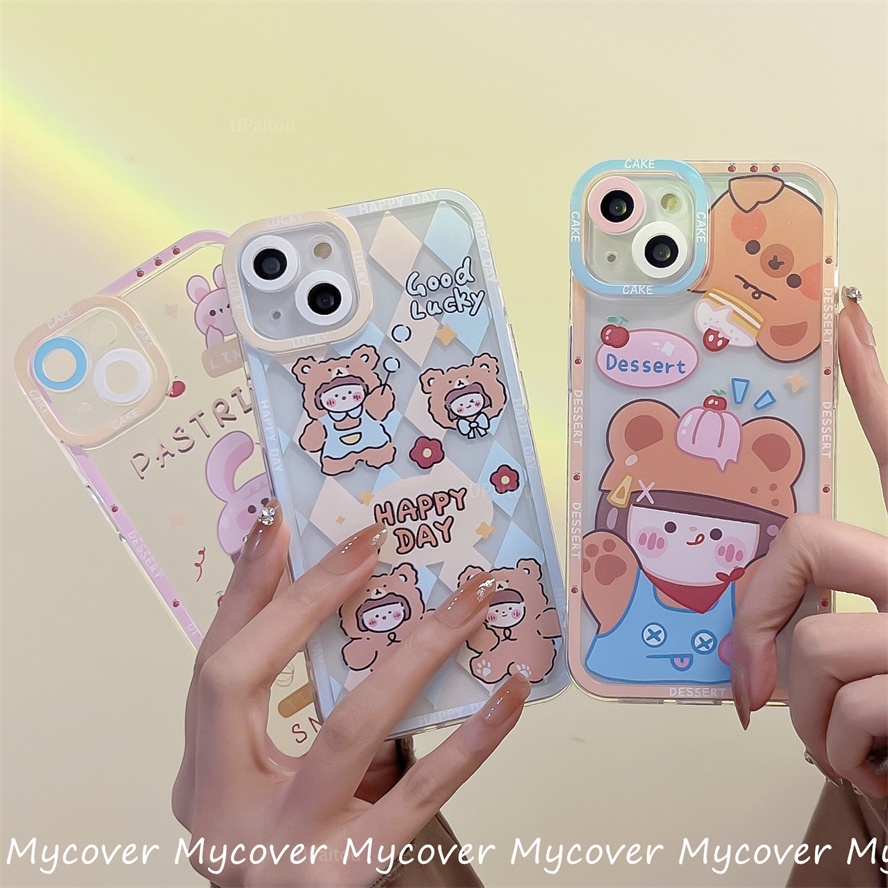 Ốp Điện Thoại Silicon Họa Tiết Hoạt Hình Chú Gấu Dễ Thương Cho Iphone 11 12 13 14 Pro Max X Xr Xs 8 7 6 Plus SE 2020