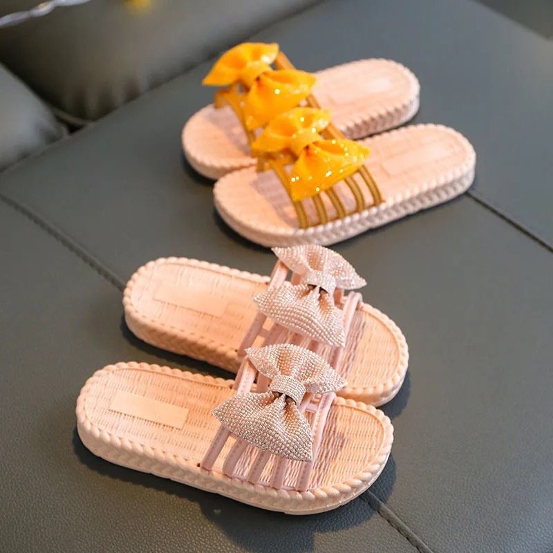 Dép Sandal Đế Mềm Chống Trượt Đính Nơ Xinh Xắn Cho Bé Gái