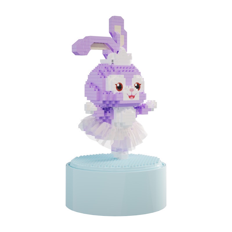 Bộ Đồ Chơi Lắp Ráp Hình Chú Thỏ Múa Ba Lê Xoay Được