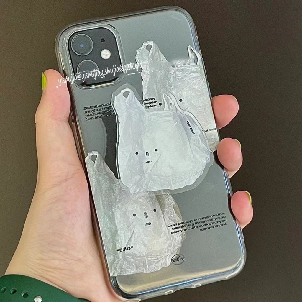 ✅Ốp Điện Thoại Mềm Trong Suốt Họa Tiết Túi Rác Xiaohongshu Cho iPhone 14 / 13promax 12 / 11 xr / xs / 8p 7In