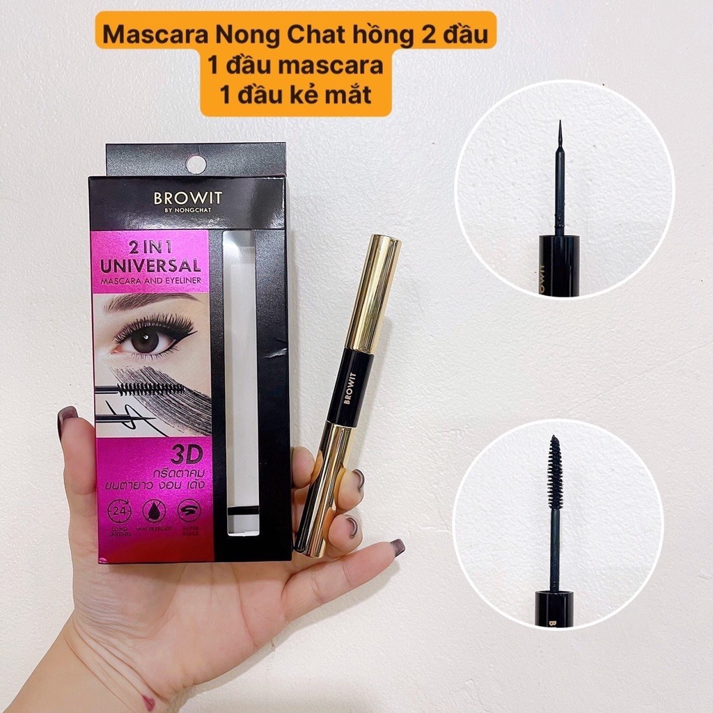 Chuốt mi mascara 2 Đầu nongchat browit thái lan lâu trôi, làm dày, dài cong mi, chuyên dụng cho makeup