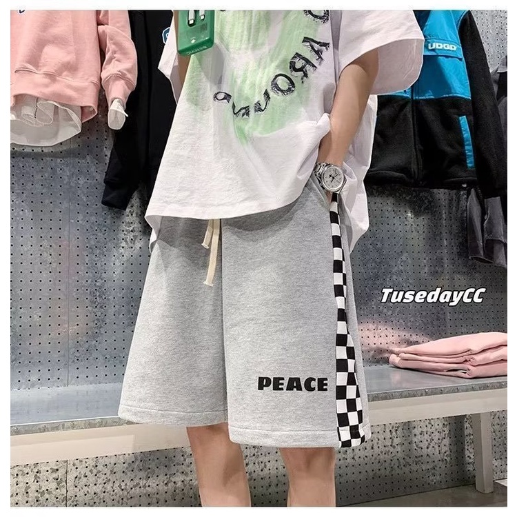 Quần Short Thể Thao Ống Rộng Họa Tiết Ca Rô Phong Cách Hong Kong Hàng Mới Chính Hãng Dành Cho Bạn Nam