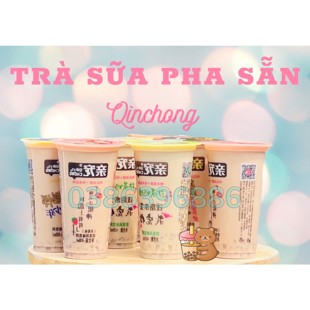 Trà sữa pha sẵn uống liền QINCHONG 400ml kèm ống hút tiện dụng - sẵn 5 vị