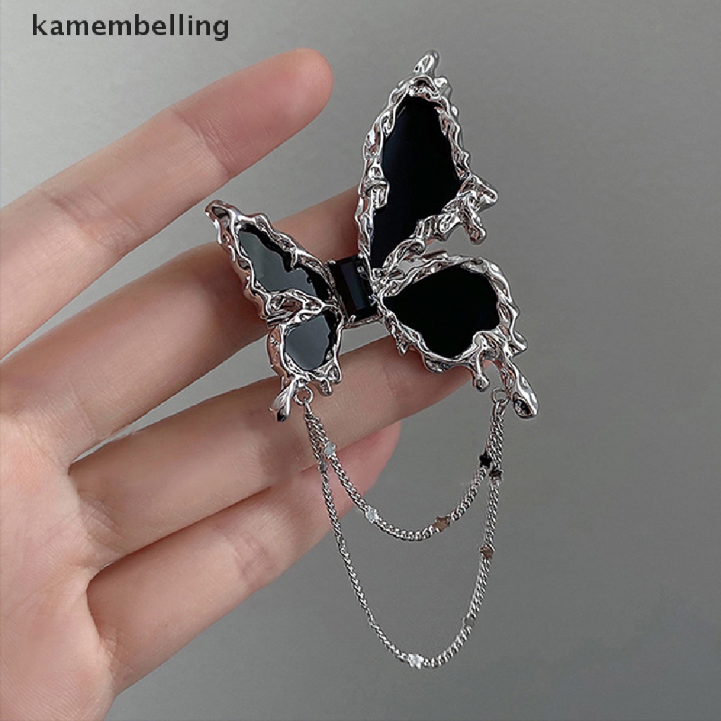 Trâm Cài Áo Hình Bướm Phối Dây Xích Kim Loại Thời Trang Cho Nam Và Nữ