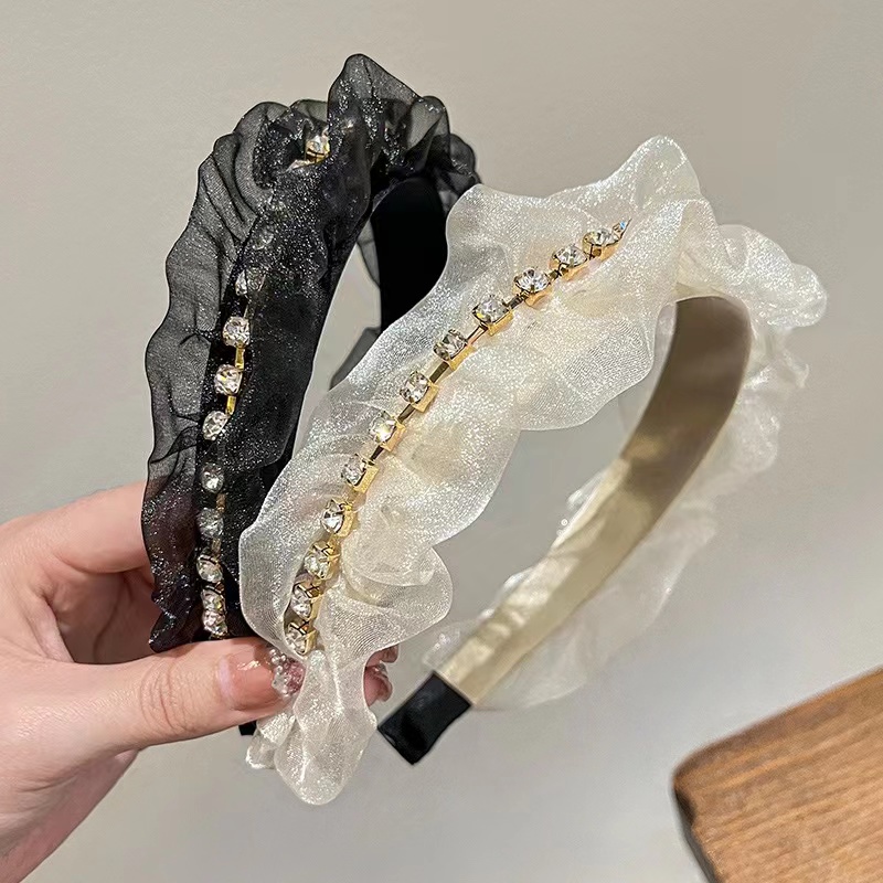 Băng Đô Cài Tóc Phối Lưới Màu Đen Thời Trang Mùa Hè 2023 Chất Lượng Cao