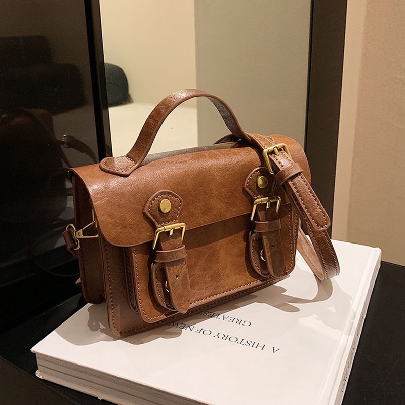 Túi Đeo Chéo Màu Sắc Tương Phản Phong Cách retro Cho Nữ