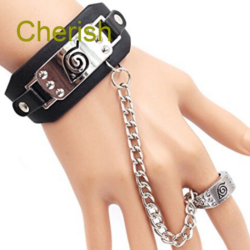Vòng Đeo Tay Logo Naruto Shippuden Konoha Làng Lá Phong Cách Punk