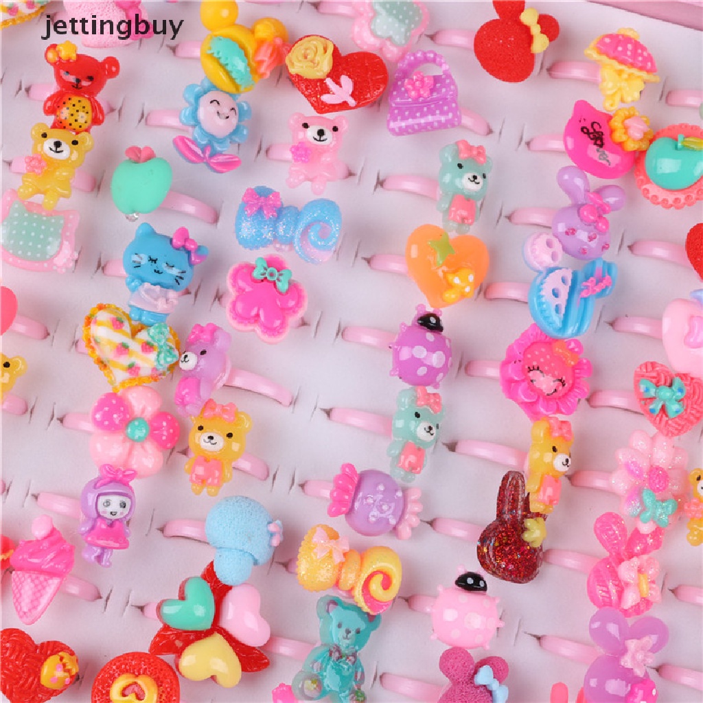 Bộ 10 nhẫn nhựa JETTING họa tiết hoạt hình dễ thương cho bé