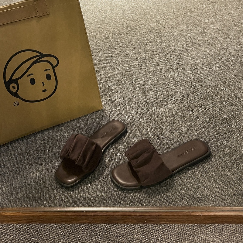 Dép Sandal Xếp Ly Mũi Vuông Phong Cách Pháp Thời Trang Mùa Hè Cho Nữ Crush151