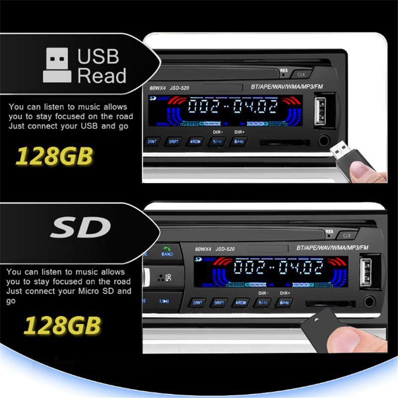 🚗Thiết bị đa phương tiện Bluetooth 12 V Máy nghe nhạc MP3 cho xe hơi hỗ trợ MP3 / USB / SD / AUX-IN / FM