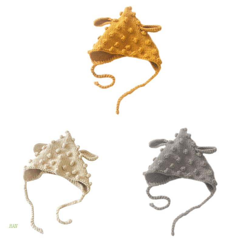 Mũ Đan Len Giữ Ấm Tai Dễ Thương Cho Bé Sơ Sinh