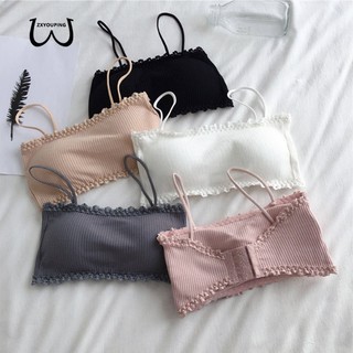 Zxyouping Áo Ngực cotton Mỏng Dây Đeo Vai Một Mảnh Hở Lưng Đẹp Chống Ánh Sáng