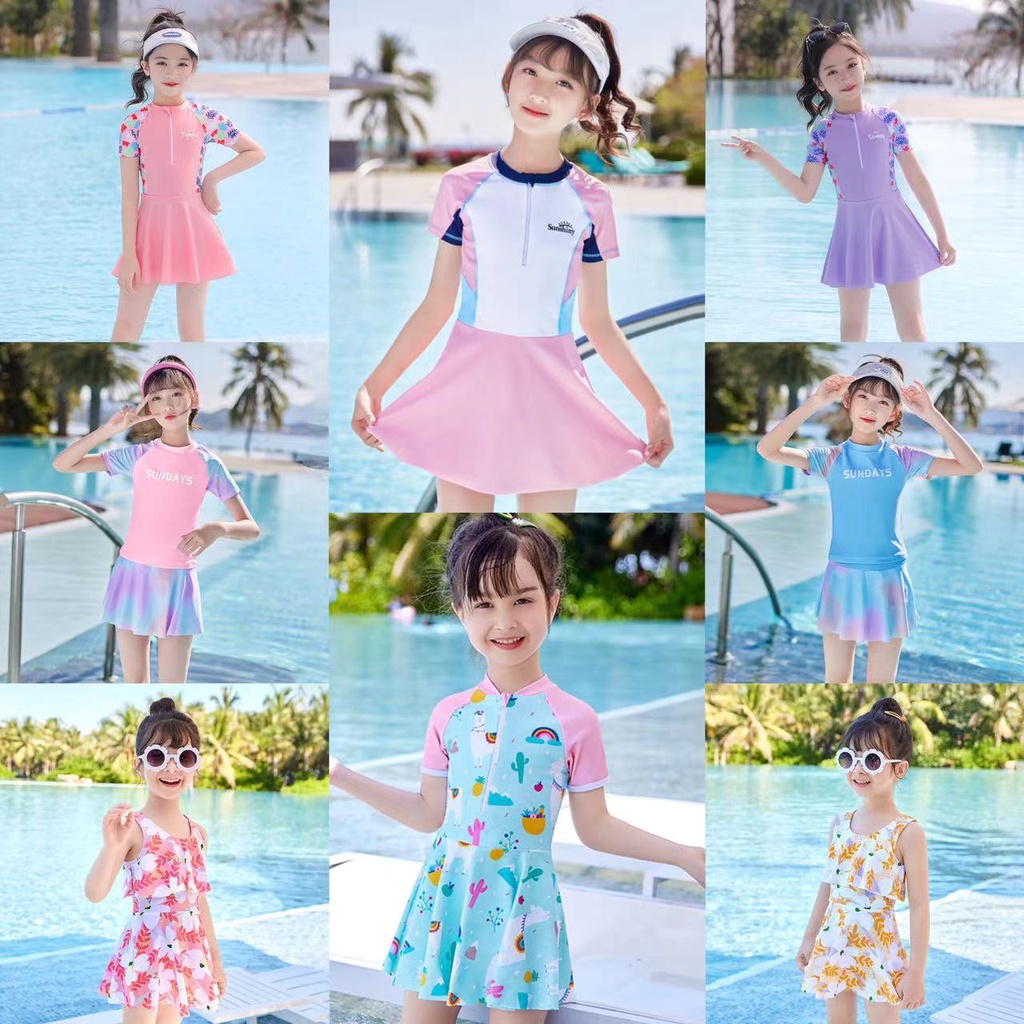 Đồ Bơi Một Mảnh Tay Ngắn Dễ Thương Thời Trang Mùa Hè 2023 Cho Bé Gái 0322