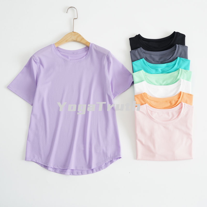 Áo Thun Tay Ngắn Dáng Rộng Ôm Sát Tập Yoga / Chạy Bộ Dành Cho Nữ