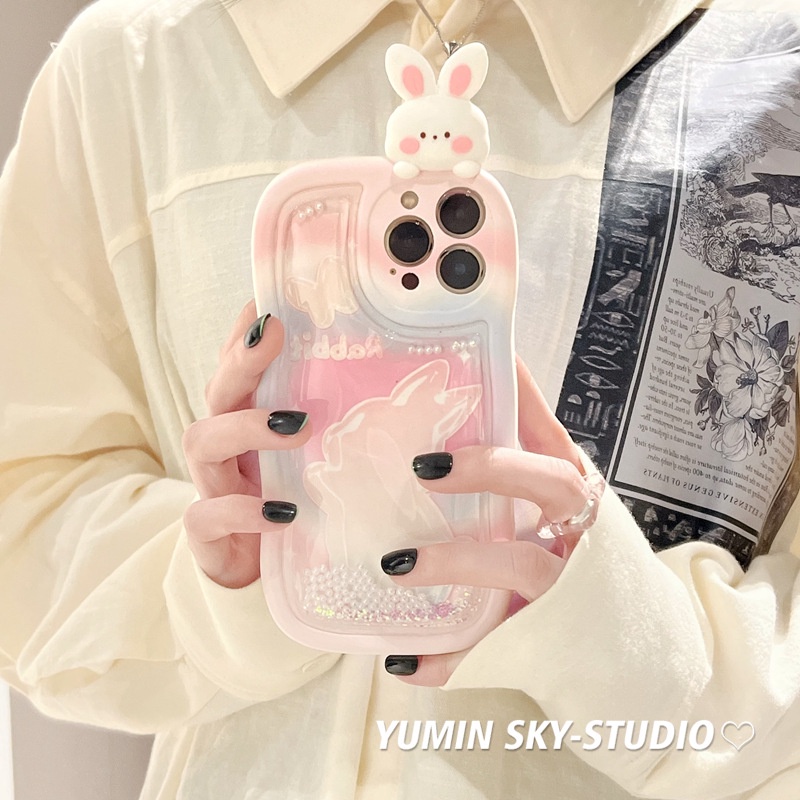 Ốp điện thoại mềm kim tuyến nước chống rơi hình thỏ thích hợp cho Iphone 14Promax 13 12 11 14pro 13Promax 13