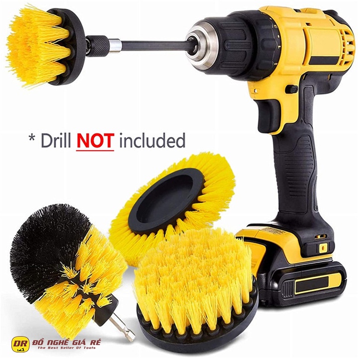 Bộ Bàn Chải Gắn Máy Khoan Đánh Bóng Cầm Tay Đầu Chổi Cọ Rửa Xe Vệ Sinh Nhà Bếp Sàn Tắm Toilet Đa Năng - ĐNSR