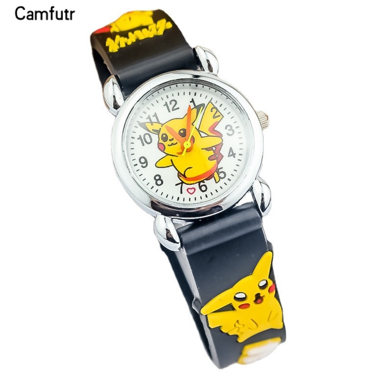 Đồng Hồ Đeo Tay Dây Cao Su Mặt Hình Pikachu Pokemon Dành Cho Bé Trai