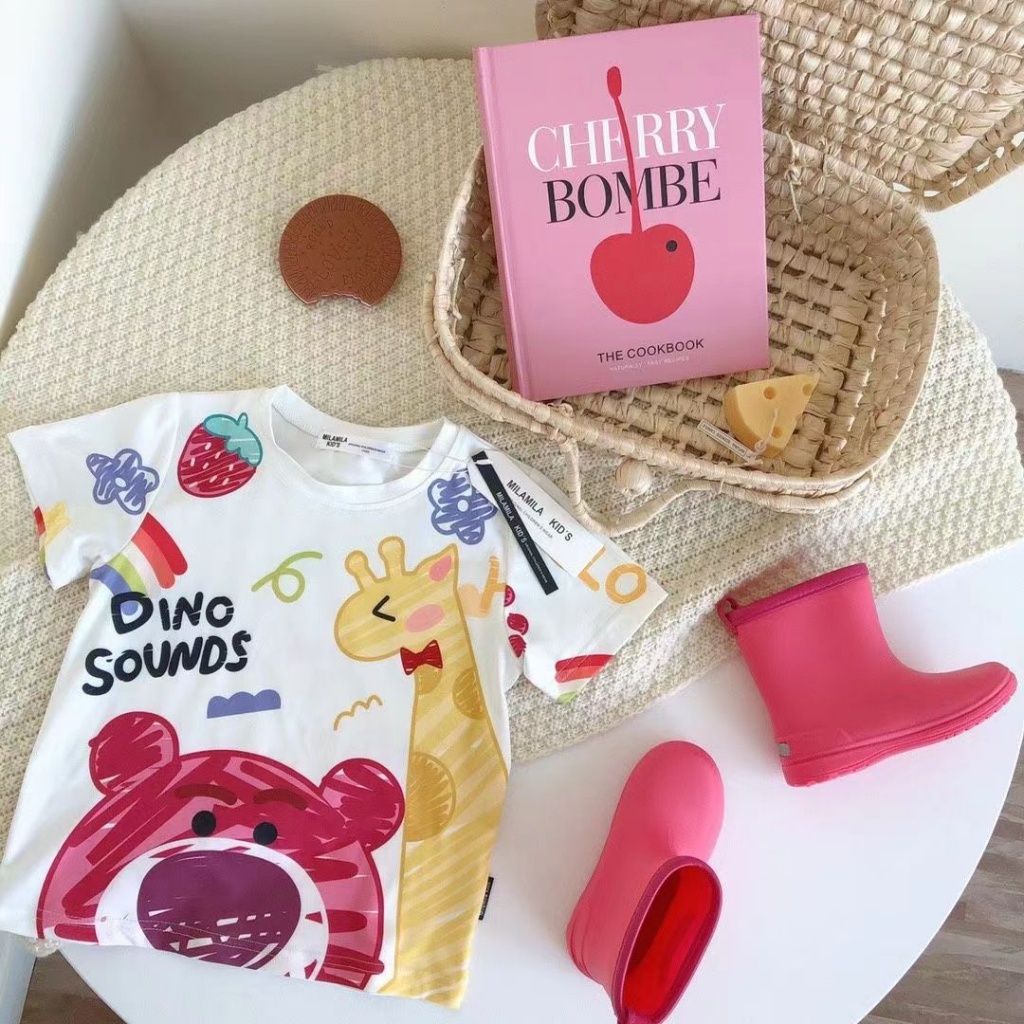 Áo Thun 100% Cotton Tay Ngắn In Họa Tiết Graffiti Hoạt Hình Thời Trang Mùa Hè 2023 Dành Cho Trẻ Em