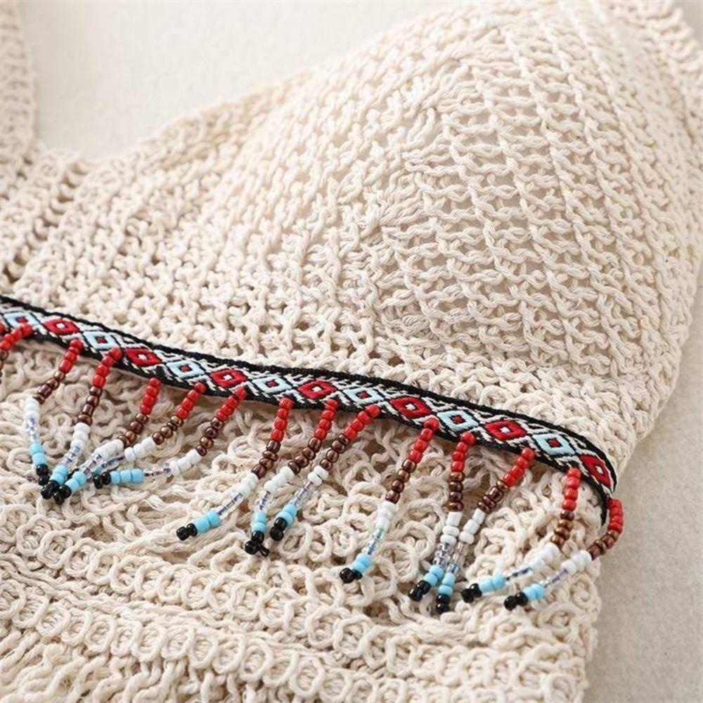 LILYES Áo Hai Dây Dáng Ôm Chất Liệu Cotton Co Giãn Thêu Họa Tiết Thổ Cẩm Xinh Xắn Cho