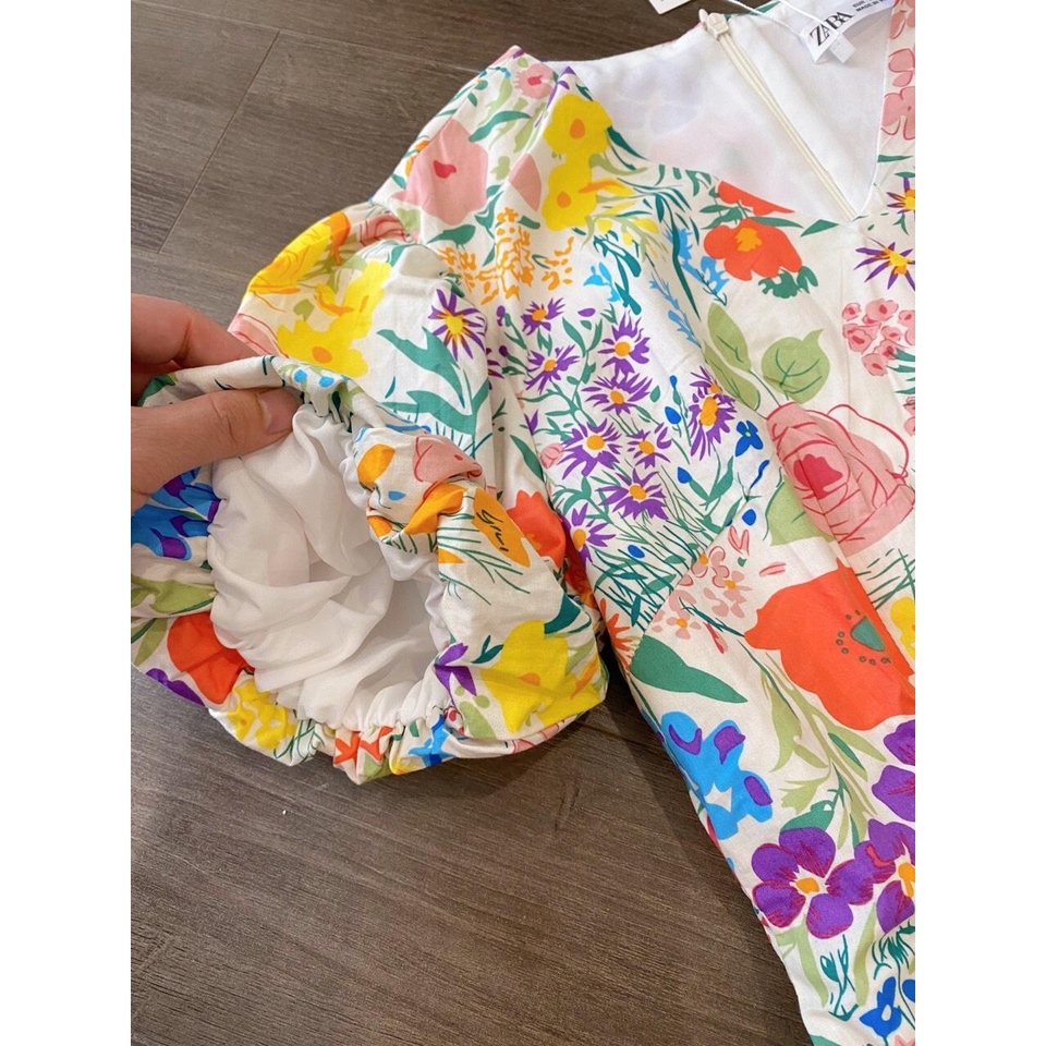 Đầm Hoa Tay Bồng Z.a.r.a