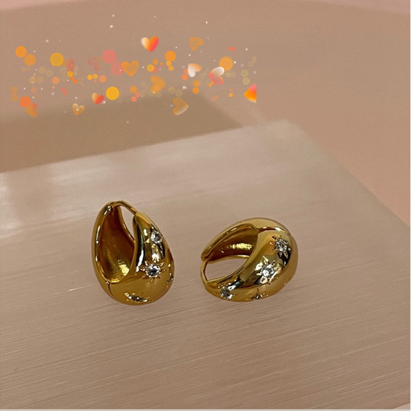 Bông Tai Mạ Bạc 925 Hình Tròn / Ngôi Sao Bát Giác Đính Đá zircon Phong Cách Âu Mỹ Sang Trọng Không Phai Màu