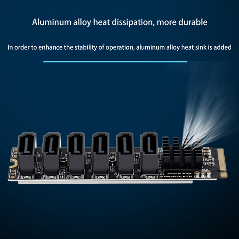 PCIE to SATA 6Gpbsx6-Port Expansion Card+SATA Cable M.2 MKEY PCI-E Riser Card M.2 NVME to SATA3.0 ASM1166 Support PM