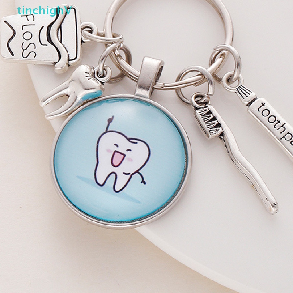 [TinchighV] Móc Khóa Mặt Kính Vòm Họa Tiết Răng Hoạt Hình Sáng Tạo Dễ Thương [Mới]