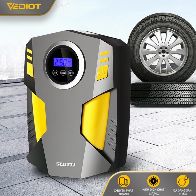 Máy Bơm Bánh Xe Hơi Mini 12v Có Đồng Hồ Tự Động
