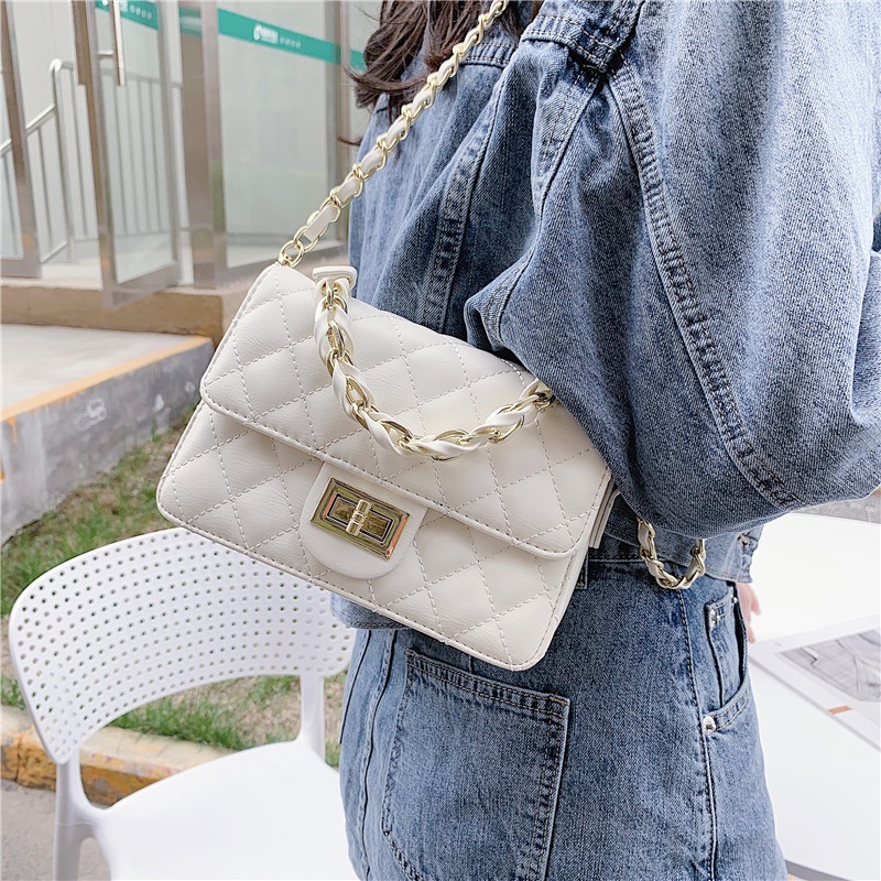 Ielgy Túi Xách messenger Có Dây Xích Đeo Vai Phong Cách Hình Thoi Đa Năng Dành Cho Bạn Nữ