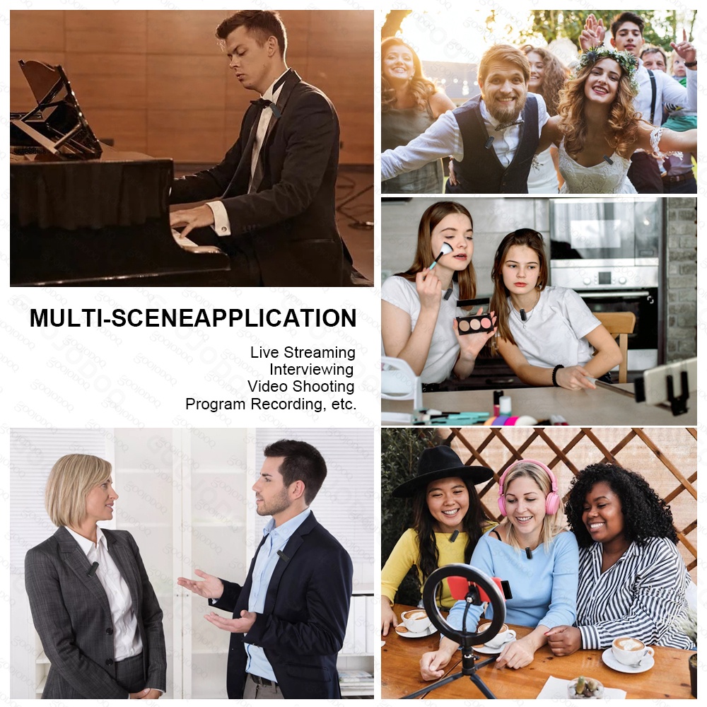 Micro Cài Áo Không Dây Với Màn Hình LCD Hai Kênh Ghi Âm Cho iPhone Android Laptop Live Stream