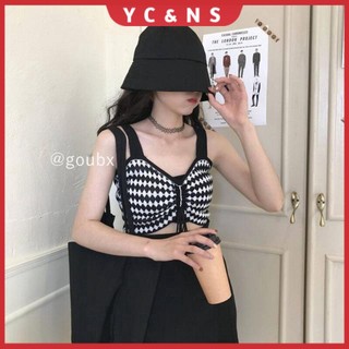 Áo 2 dây đan len dáng ôm thời trang mùa hè quyến rũ cho nữ