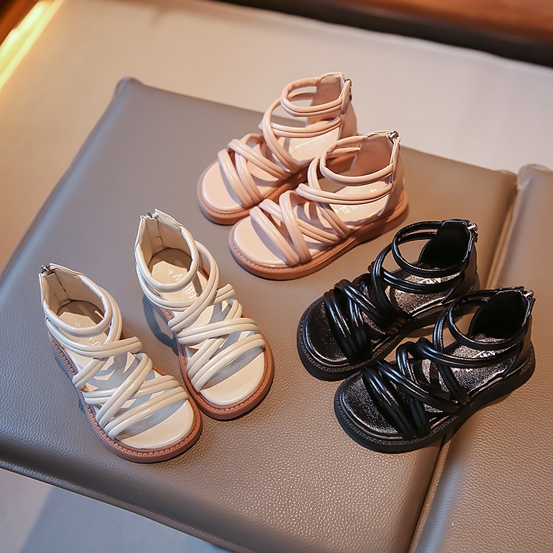 Xăng đan Đế Mềm Dây Chéo Phong Cách Roman Thời Trang Cho Bé Gái 2-16 Tuổi