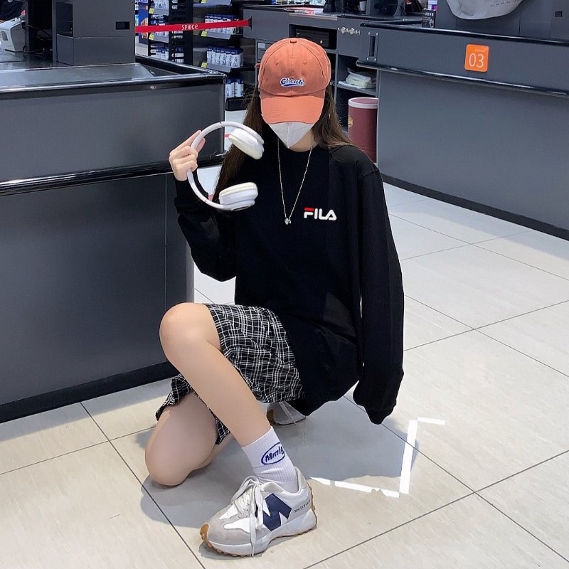 Áo Sweater Fila 100% Cotton Dáng Rộng Thoải Mái Thời Trang Cho Nữ