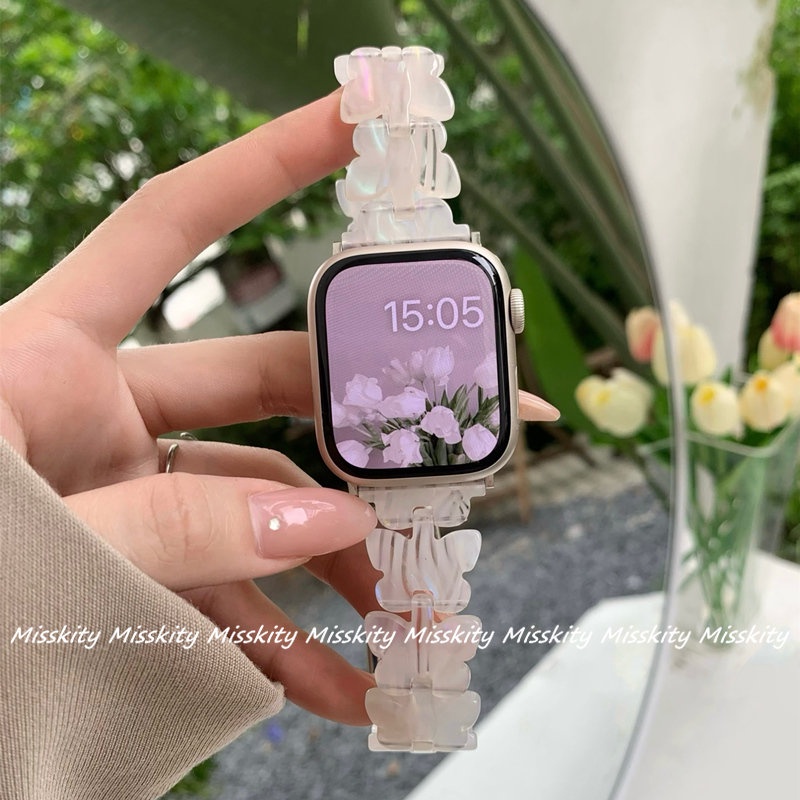 Dây Đeo Bằng Nhựa Hình Bướm Cho Đồng Hồ Thông Minh Apple Watch Ultra Se S8 S7 S6 5 4 3 2 Se