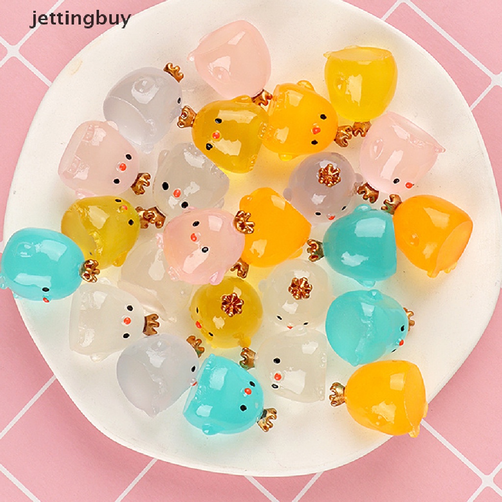 Đèn ngủ JETTING QDD hình chú gà đội vương miện thủ công bằng nhựa resin nhỏ nhắn trang trí ban đêm